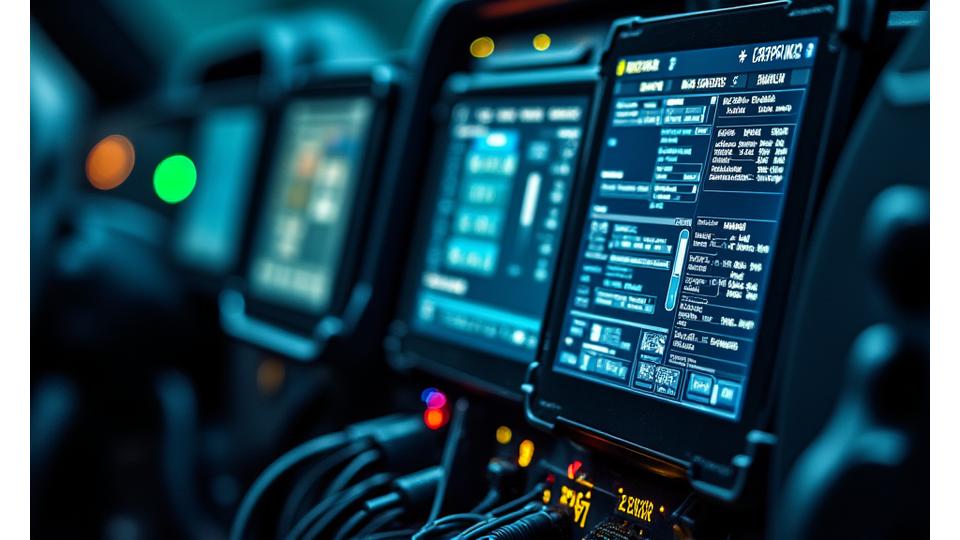 Advanced diagnostic equipment and screens in workshop